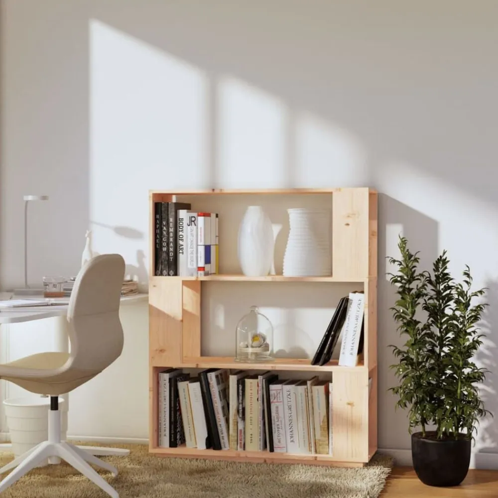 vidaXL Estanterías-Estantería/divisor de espacios madera maciza pino 80x25x101 cm