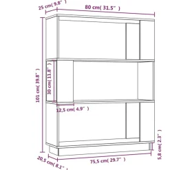 vidaXL Estanterías-Estantería/divisor de espacios madera maciza pino 80x25x101 cm