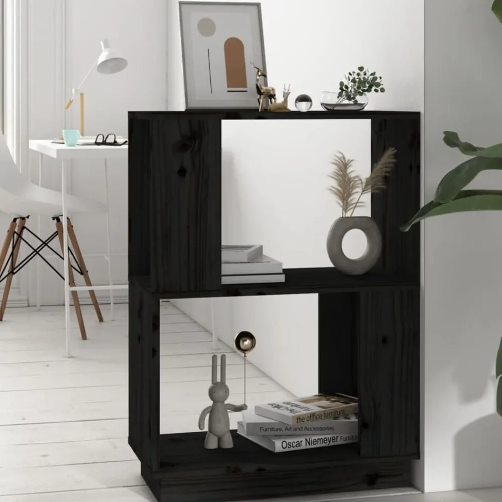 vidaXL Estantería/divisor de espacios madera pino 51x25x70 cm Negro Outlet