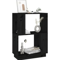 vidaXL Estantería/divisor de espacios madera pino 51x25x70 cm Negro Outlet