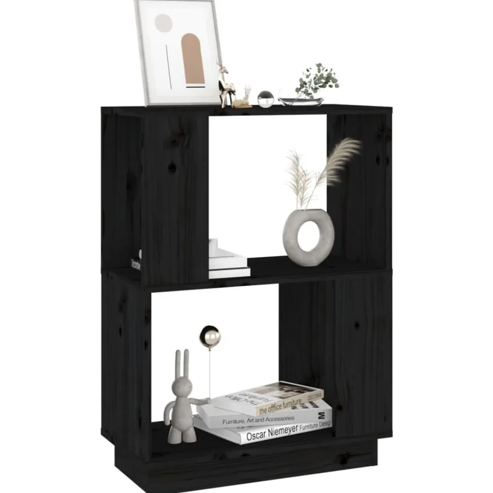 vidaXL Estantería/divisor de espacios madera pino 51x25x70 cm Negro Outlet