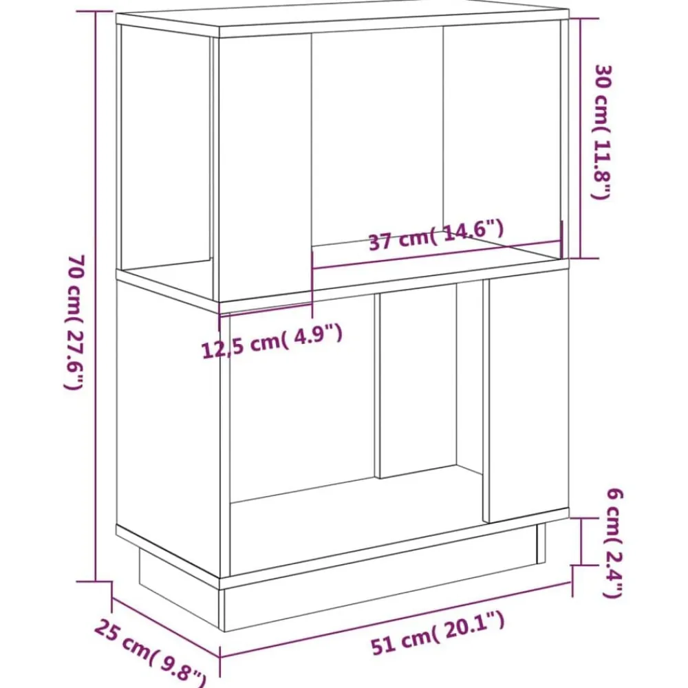 vidaXL Estantería/divisor de espacios madera pino 51x25x70 cm Negro Outlet