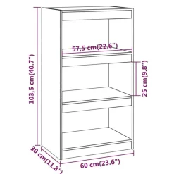 vidaXL Estanterías-Estantería/divisor de espacios madera pino 60x30x103,5 cm