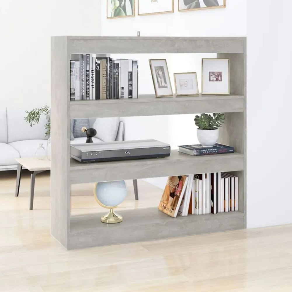 vidaXL Estanterías-Estantería/divisor de espacios gris hormigón 100x30x103 cm