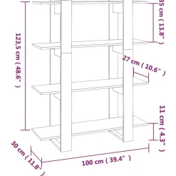 vidaXL Estantería/divisor de espacios 100x30x123,5 cm Roble ahumado Online