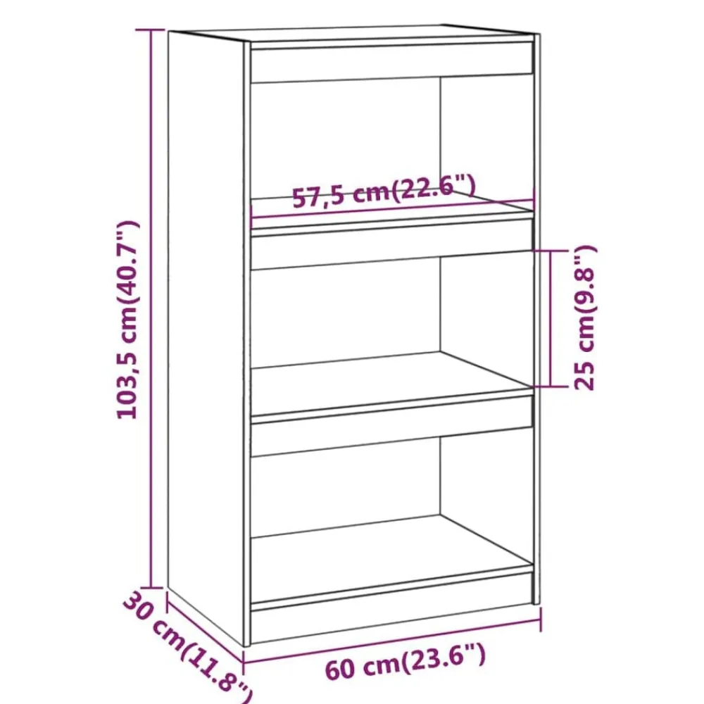 vidaXL Estanterías-Estantería/divisor de espacios pino marrón miel 60x30x103,5 cm