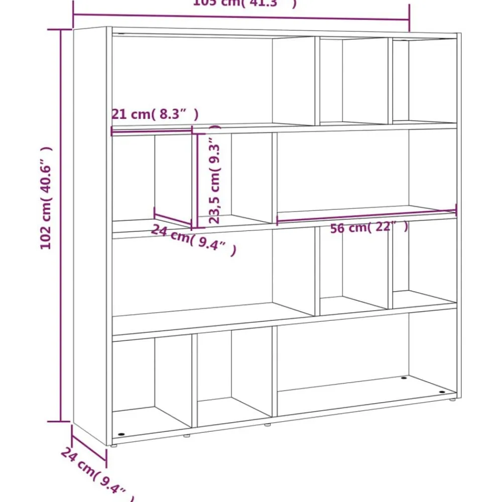 vidaXL Estantería/divisor de espacios 105x24x102 cm Roble Sonoma Clearance