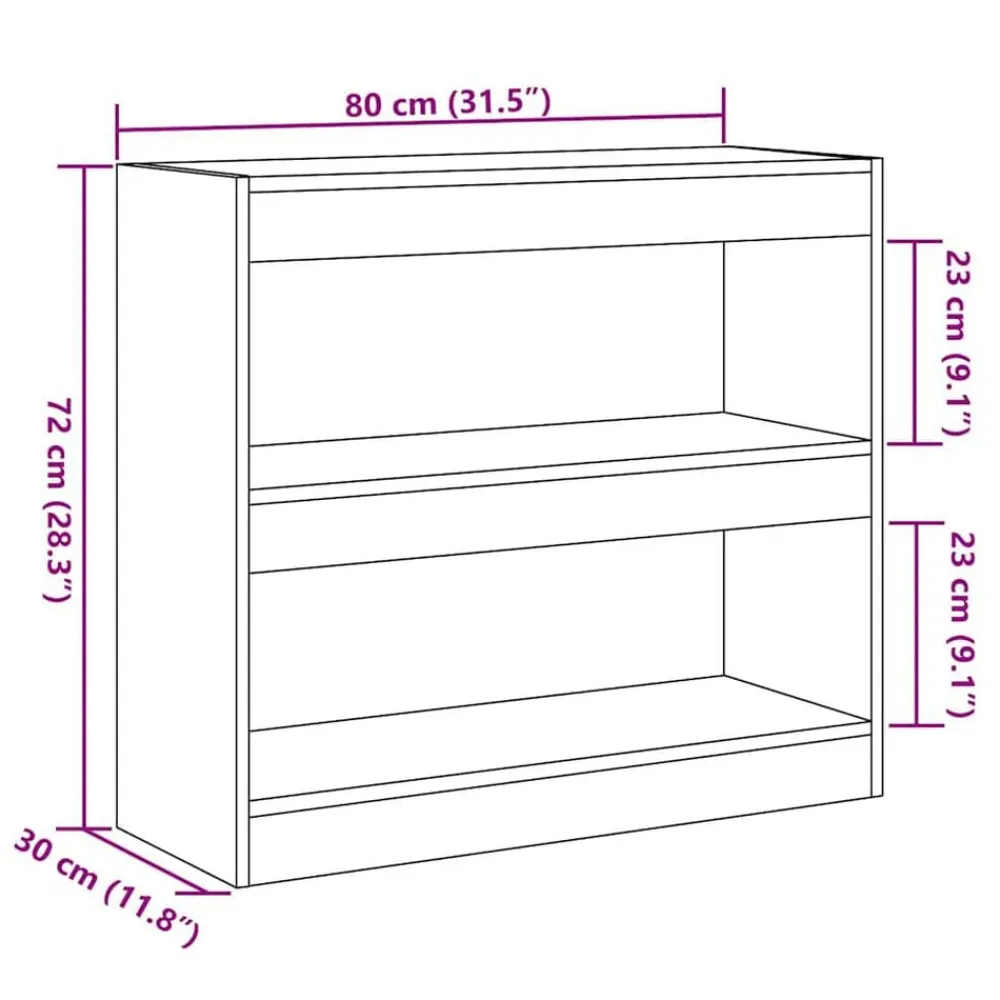 vidaXL Estantería/divisor de espacios 80x30x72 cm Madera antigua Online