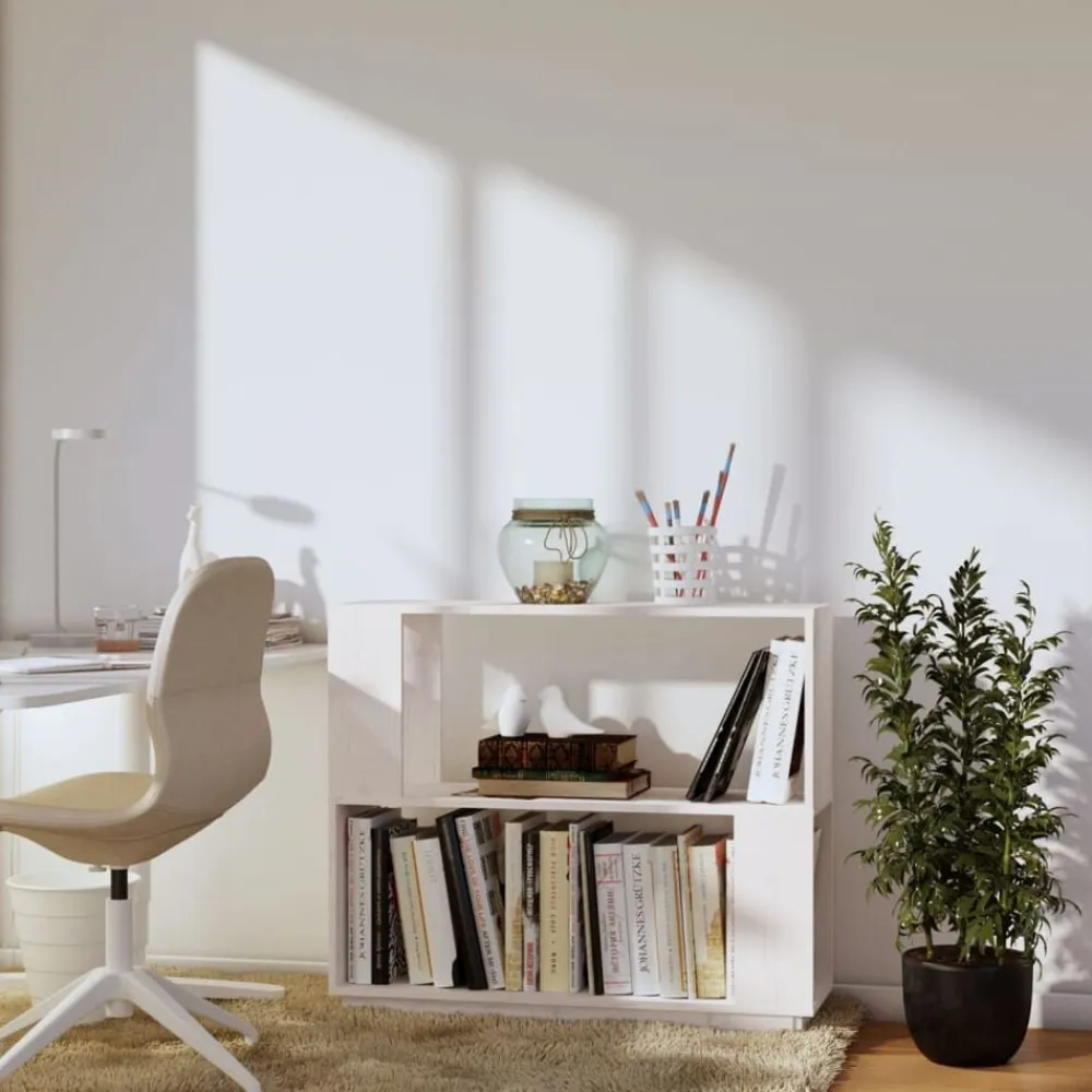 vidaXL Estantería/divisor de espacios madera de pino 80x25x70cm Blanco Outlet