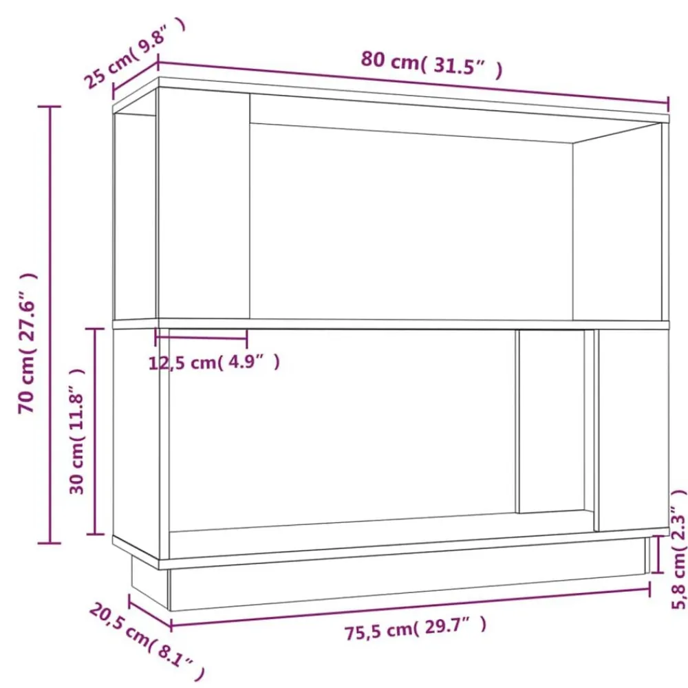 vidaXL Estantería/divisor de espacios madera de pino 80x25x70cm Blanco Outlet