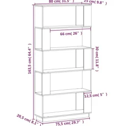 vidaXL Estantería/divisor de espacios madera pino 80x25x163,5 cm Negro Outlet