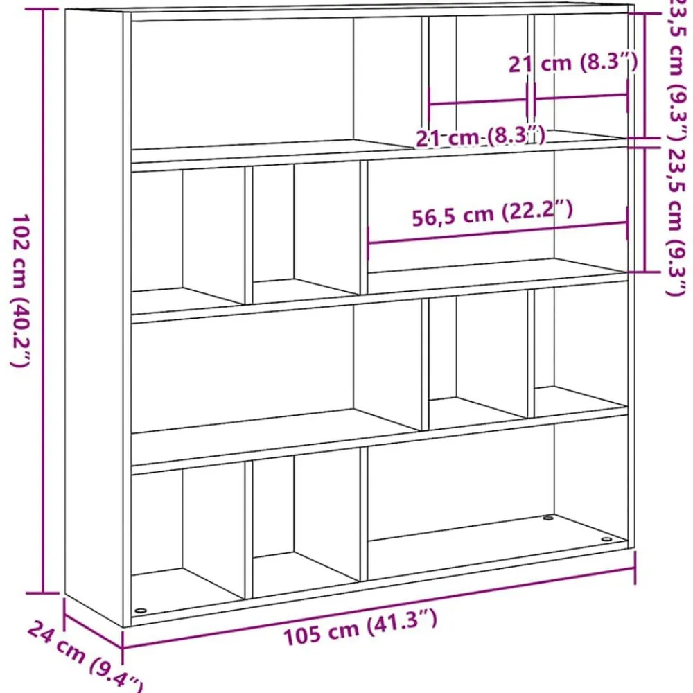 vidaXL Divisores De Ambientes-Estantería/divisor de espacios 105x24x102 cm