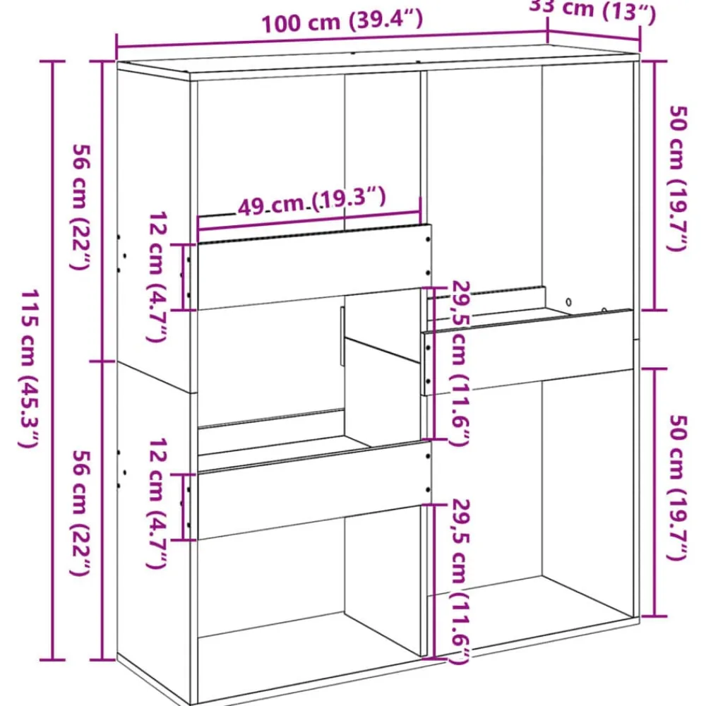 vidaXL Estantería/divisor de espacios 100x33x115 cm Negro Clearance