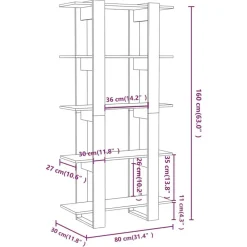 vidaXL Estanterías-Estantería/divisor de espacio madera contrachapada 80x30x160 cm