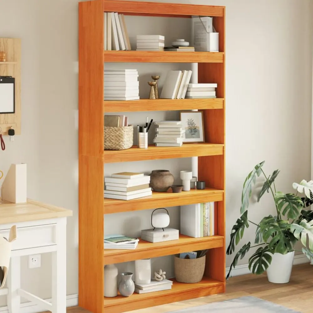 vidaXL Estantería/divisor espacios madera maciza pino 100x30x199,5 cm Marrón