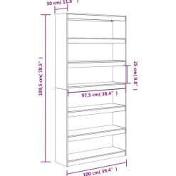 vidaXL Estantería/divisor espacios madera maciza pino 100x30x199,5 cm Marrón