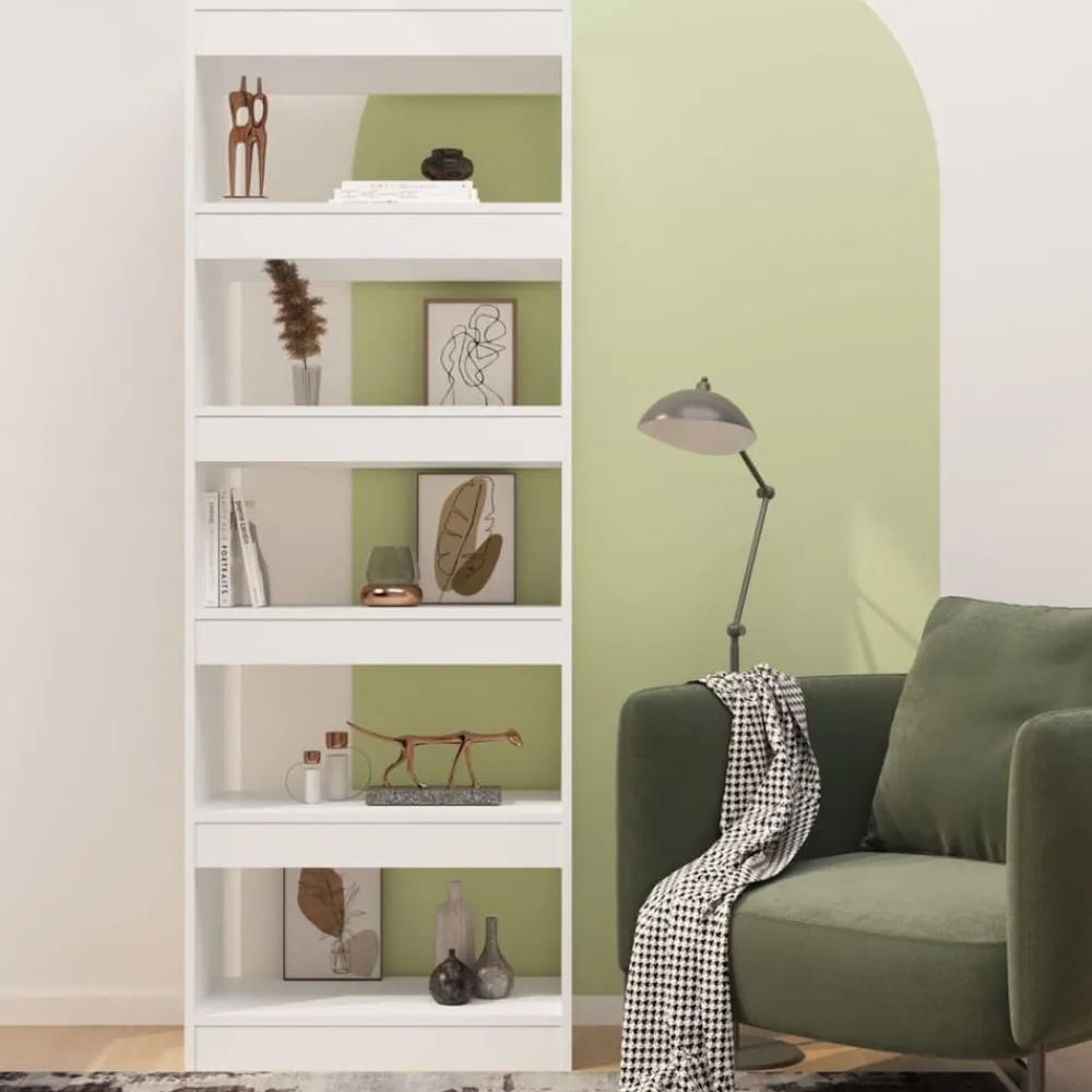 vidaXL Estantería/divisor madera de ingeniería 60x30x166 cm Blanco Clearance