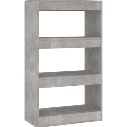 vidaXL Estanterías-Estantería/divisor madera ingeniería gris hormigón 60x30x103 cm