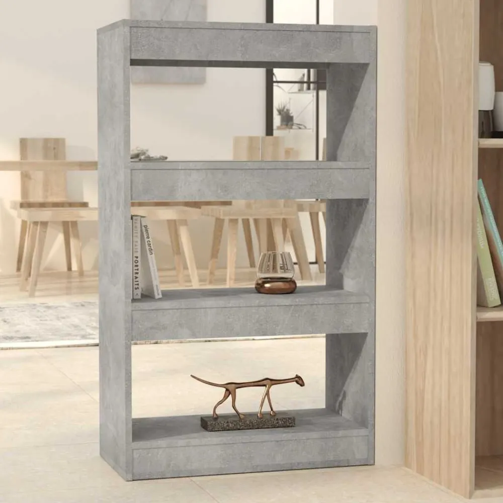 vidaXL Estanterías-Estantería/divisor madera ingeniería gris hormigón 60x30x103 cm