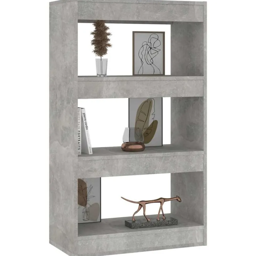 vidaXL Estanterías-Estantería/divisor madera ingeniería gris hormigón 60x30x103 cm