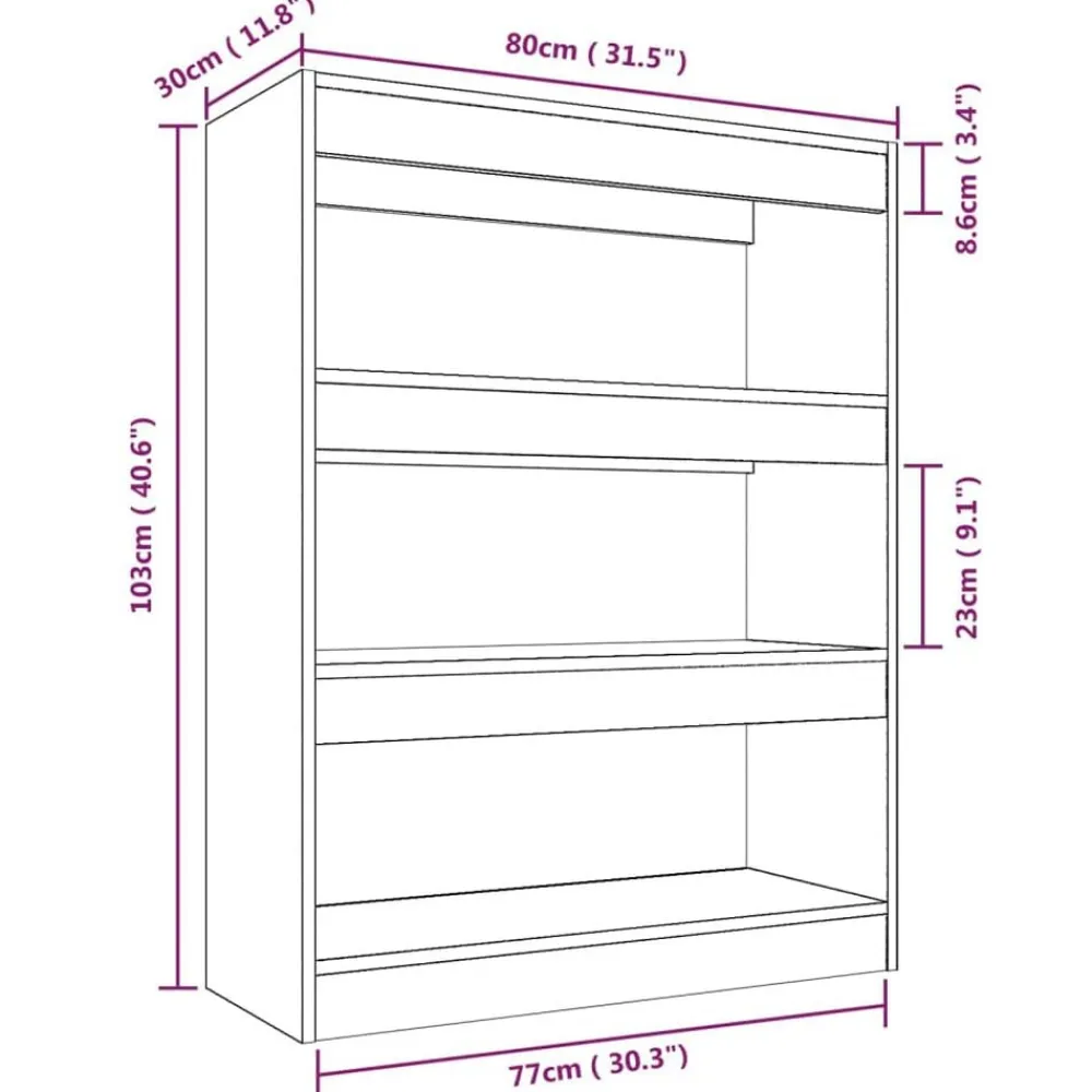 vidaXL Estanterías-Estantería/divisor madera contrachapada 80x30x103 cm