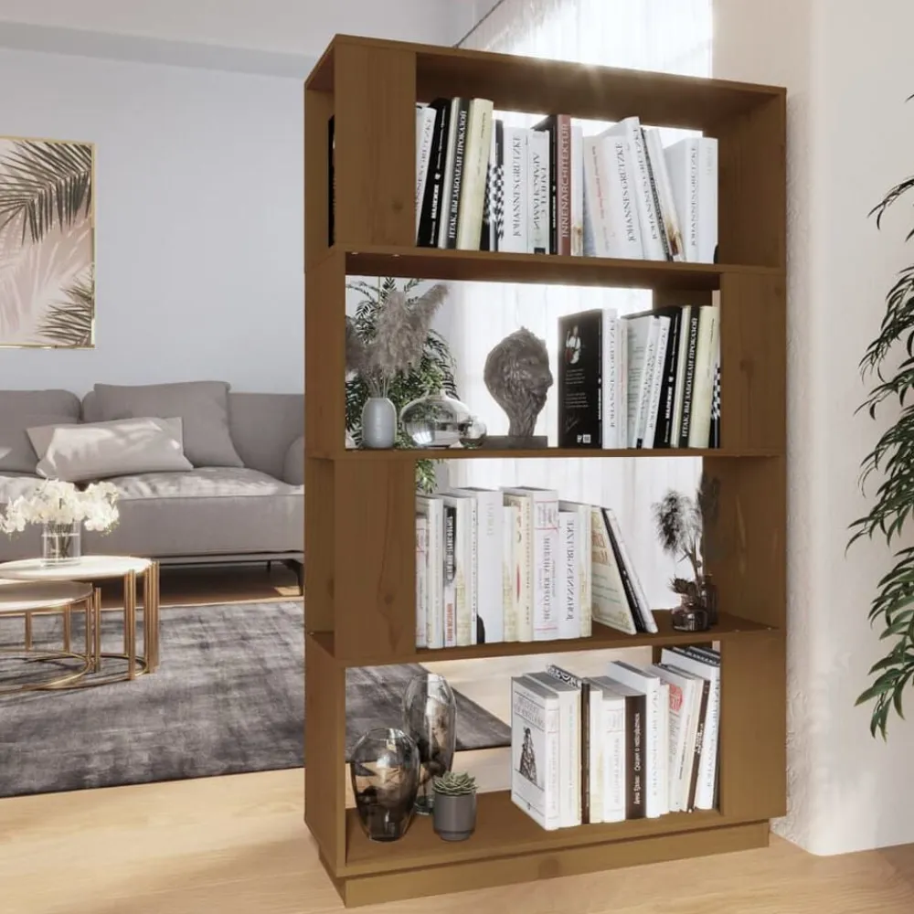 vidaXL Estanterías-Estantería/divisor madera de pino marrón miel 80x25x132 cm
