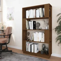 vidaXL Estanterías-Estantería/divisor madera de pino marrón miel 80x25x132 cm