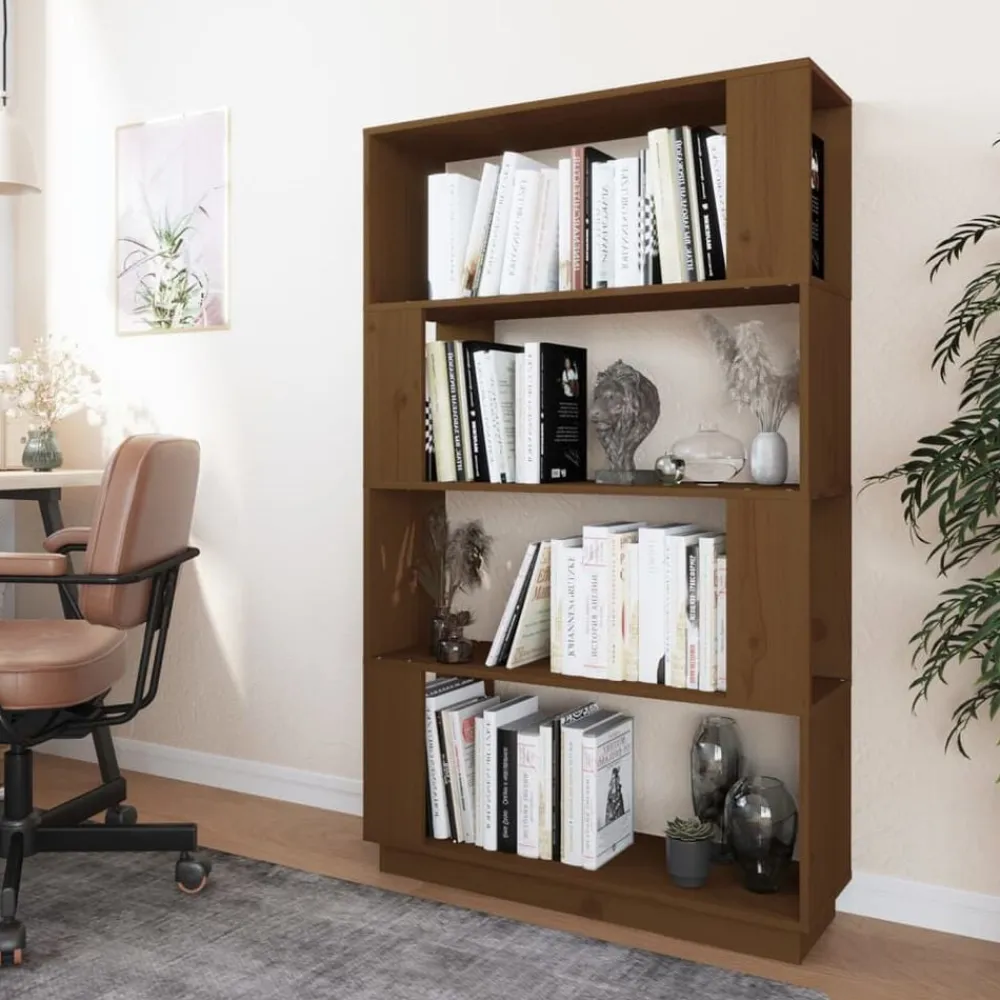 vidaXL Estanterías-Estantería/divisor madera de pino marrón miel 80x25x132 cm