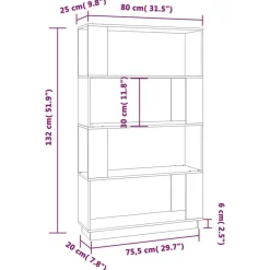 vidaXL Estanterías-Estantería/divisor madera de pino marrón miel 80x25x132 cm