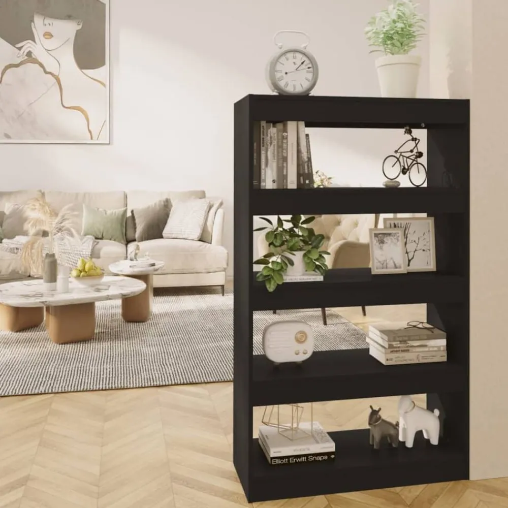vidaXL Estantería/divisor madera de ingeniería 80x30x135 cm Negro Clearance