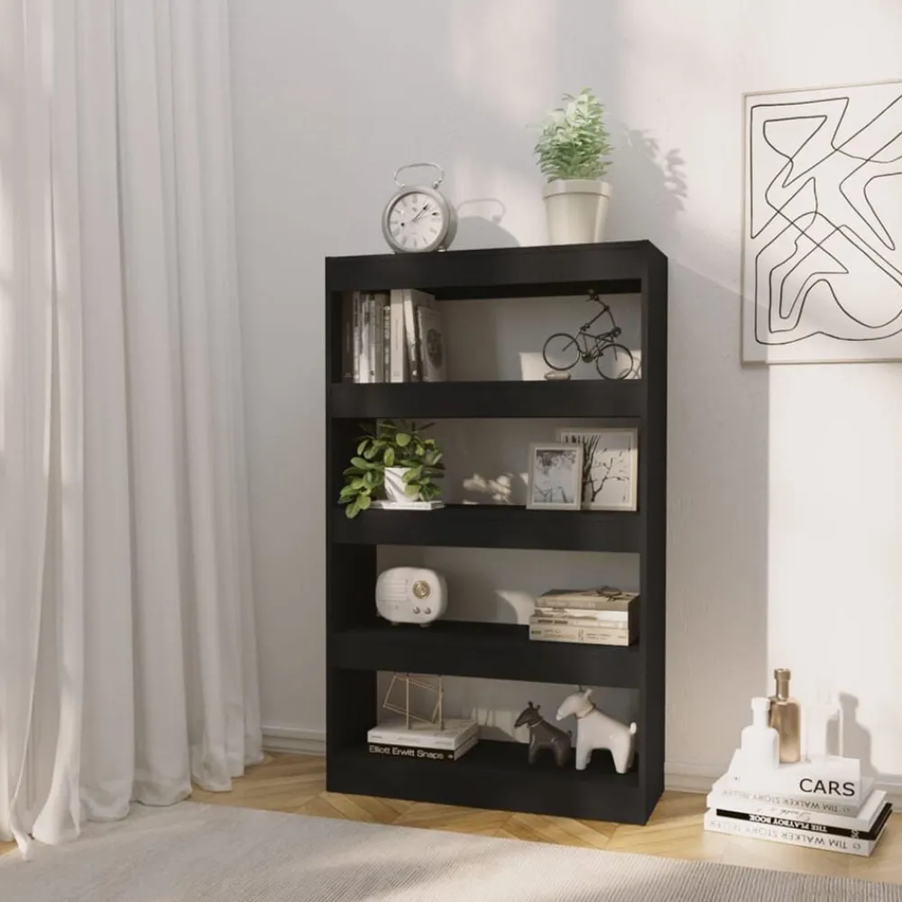 vidaXL Estantería/divisor madera de ingeniería 80x30x135 cm Negro Clearance