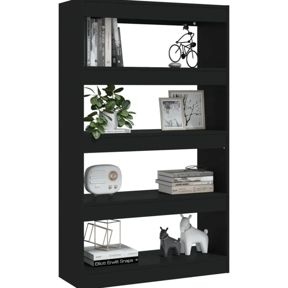 vidaXL Estantería/divisor madera de ingeniería 80x30x135 cm Negro Clearance