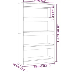 vidaXL Estantería/divisor madera de ingeniería 80x30x135 cm Negro Clearance