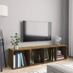 vidaXL Estantería/mueble de TV madera 143x30x36 cm Roble ahumado Best