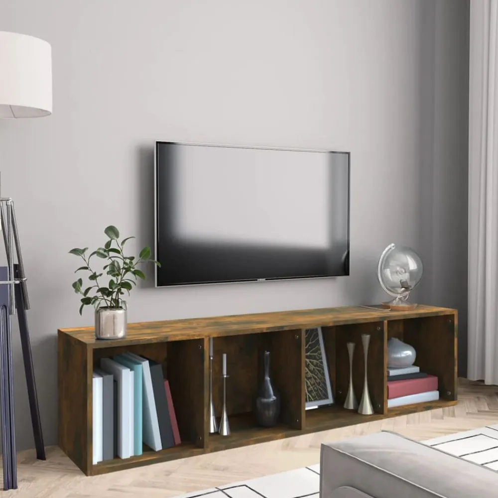 vidaXL Estantería/mueble de TV madera 143x30x36 cm Roble ahumado Best