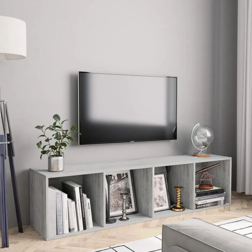 vidaXL Estantería/mueble para TV gris hormigón 143x30x36 cm Gris hormigón Discount