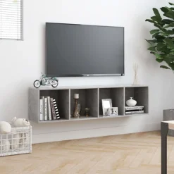 vidaXL Estantería/mueble para TV gris hormigón 143x30x36 cm Gris hormigón Discount