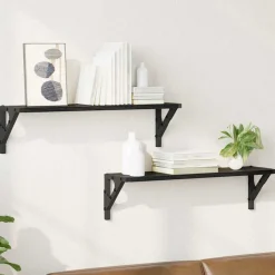 vidaXL Estanterías de pared 2 pcs 60 x 15 x 15,5 cm Roble negro Sale