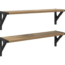 vidaXL Estanterías de pared 2 pcs Roble artesanal 60 x 15 x 15,5 cm Roble artisan