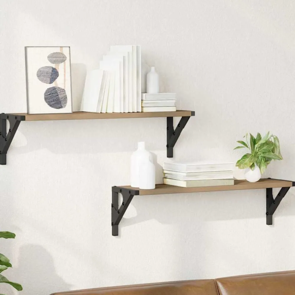 vidaXL Estanterías de pared 2 pcs Roble artesanal 60 x 15 x 15,5 cm Roble artisan