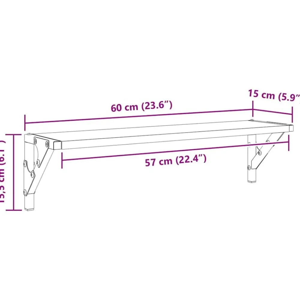 vidaXL Estanterías de pared 2 pcs Roble artesanal 60 x 15 x 15,5 cm Roble artisan