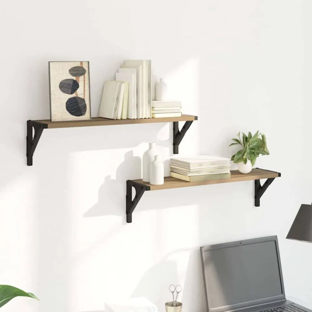vidaXL Estanterías de pared 2 pcs Roble artesanal 60 x 15 x 15,5 cm Roble artisan