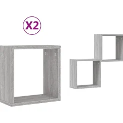 vidaXL Estantes cubo de pared 2 unidades 30x15x30 cm Gris sonoma Outlet