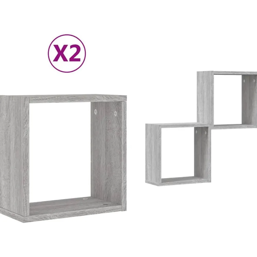 vidaXL Estantes cubo de pared 2 unidades 30x15x30 cm Gris sonoma Outlet