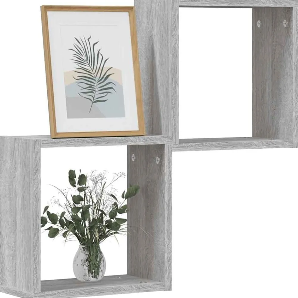 vidaXL Estantes cubo de pared 2 unidades 30x15x30 cm Gris sonoma Outlet