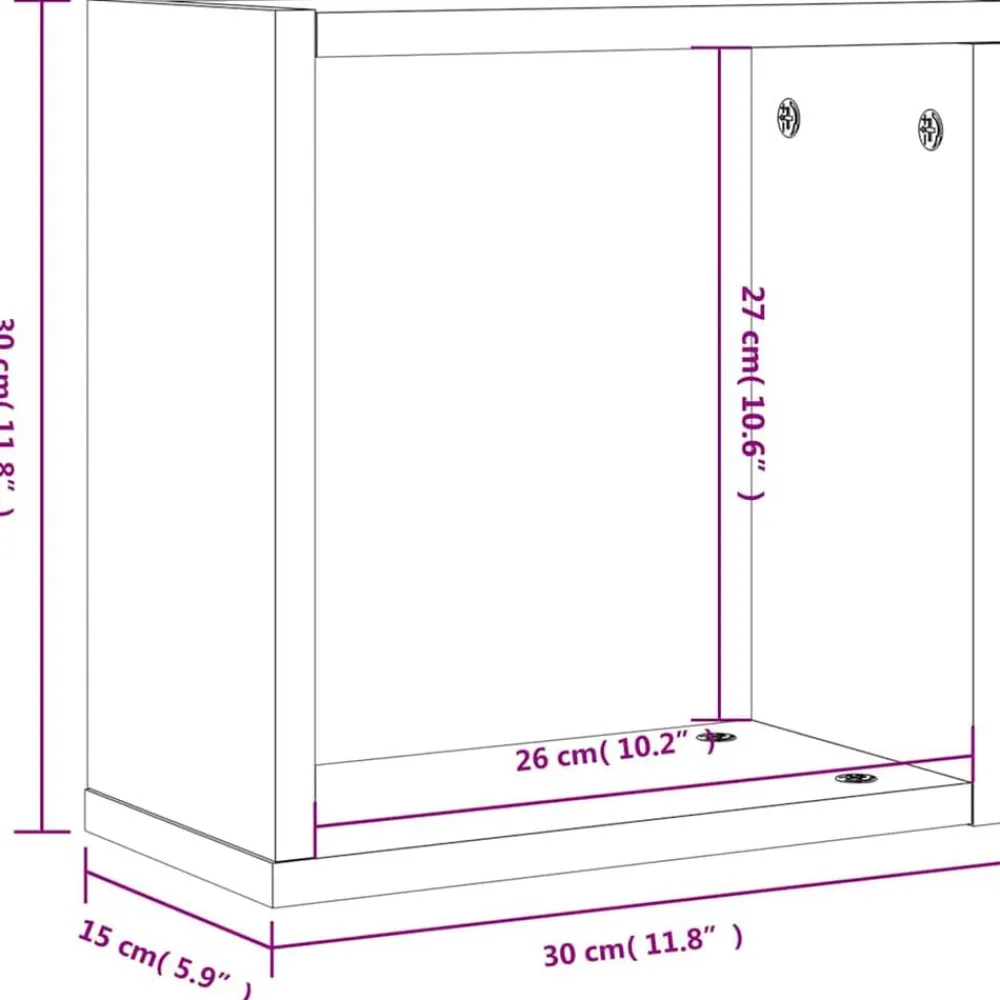 vidaXL Estantes cubo de pared 2 unidades 30x15x30 cm Gris sonoma Outlet