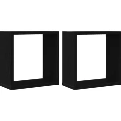 vidaXL Estantes cubo de pared 2 uds madera 30x15x30 cm Roble negro Online