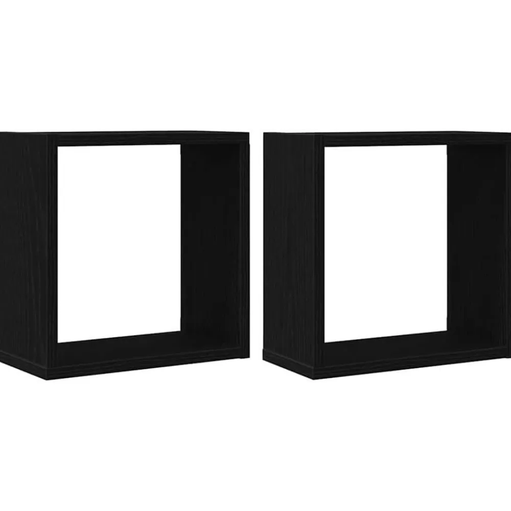 vidaXL Estantes cubo de pared 2 uds madera 30x15x30 cm Roble negro Online