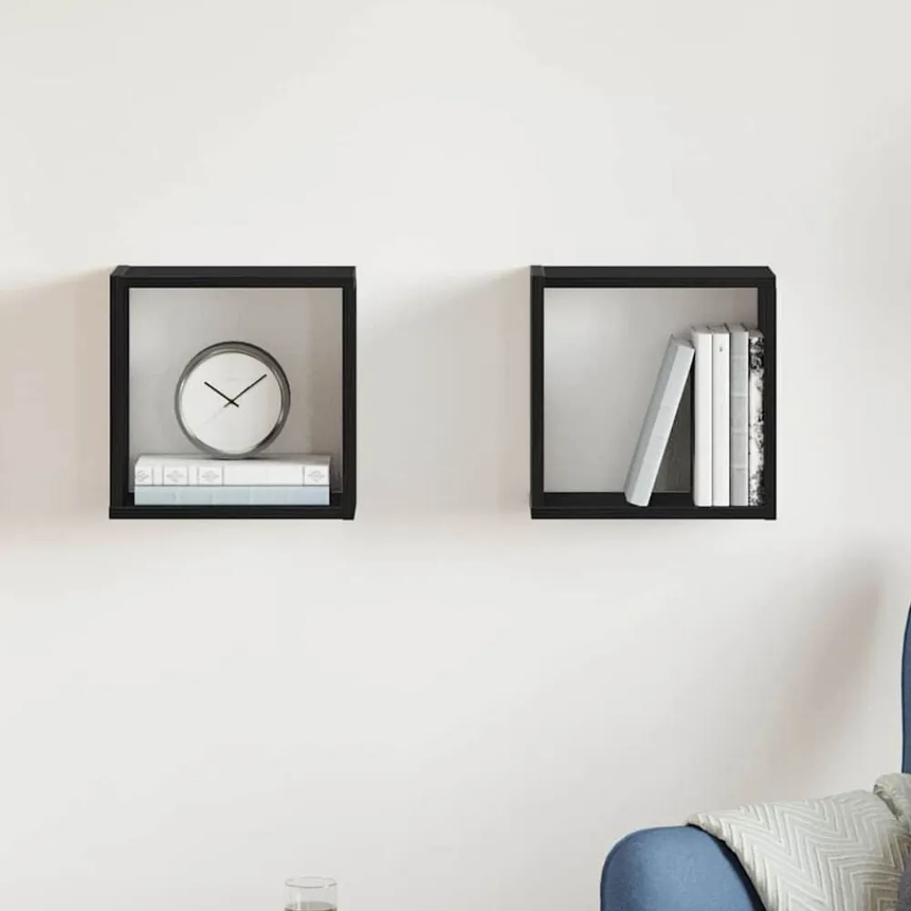vidaXL Estantes cubo de pared 2 uds madera 30x15x30 cm Roble negro Online