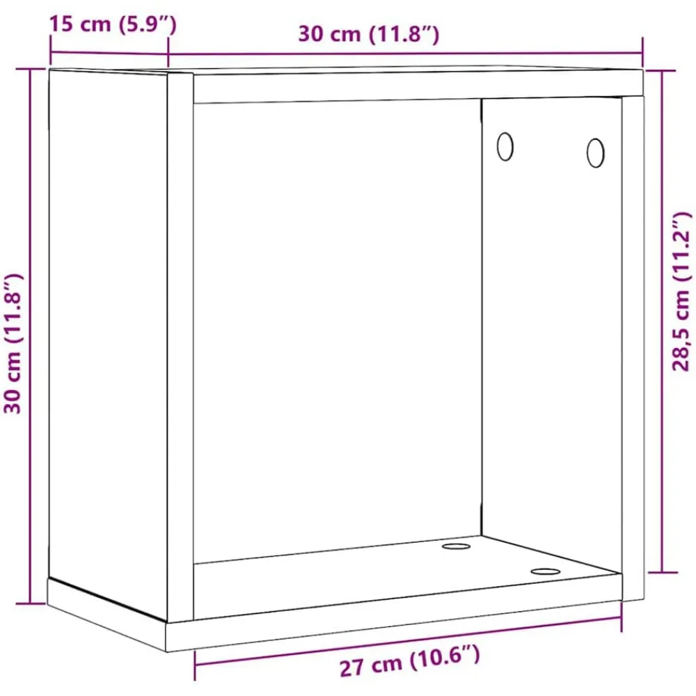 vidaXL Estantes cubo de pared 2 uds madera 30x15x30 cm Roble negro Online
